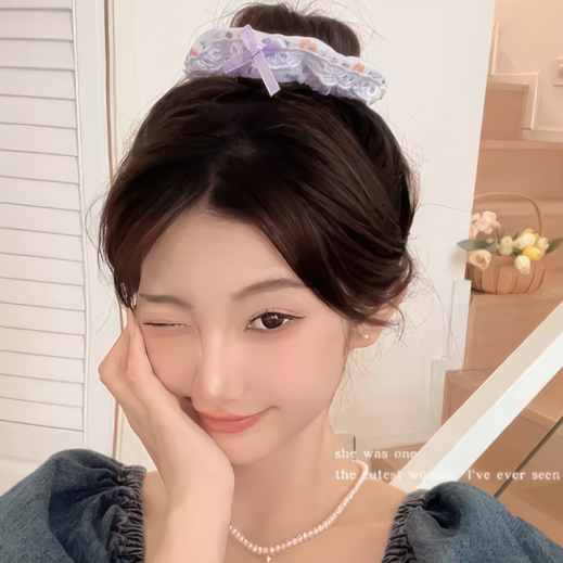 [3 FOR RM10] Lace-Trimmed Bear Scrunchie