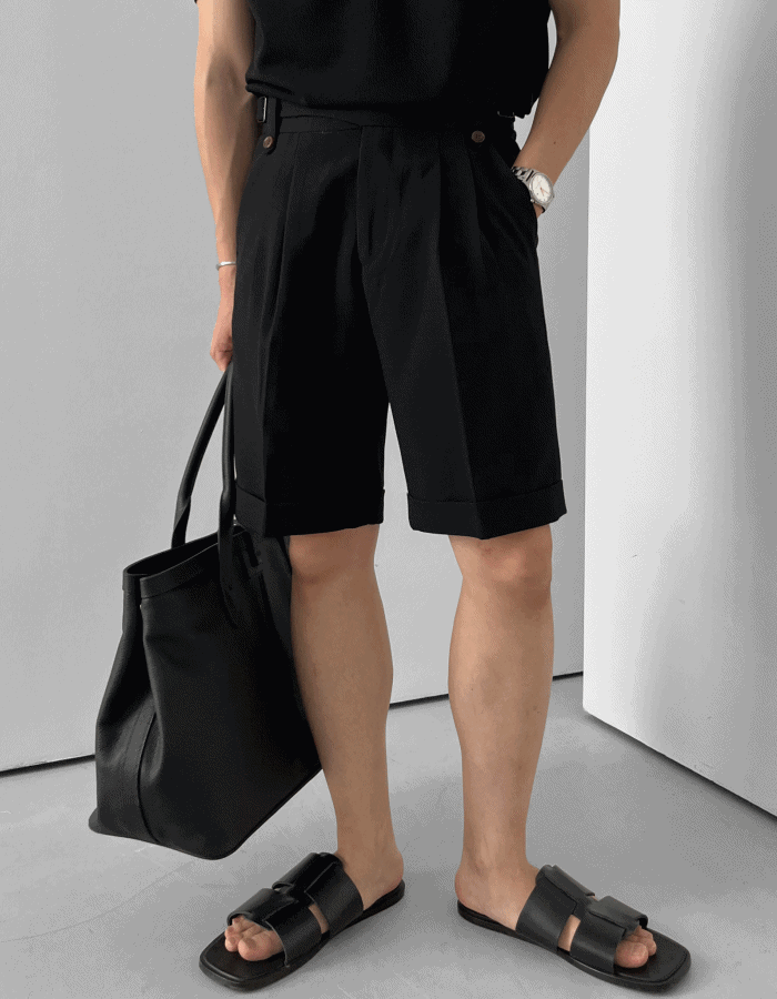 意大利泡泡紗側扣廓爾喀短褲