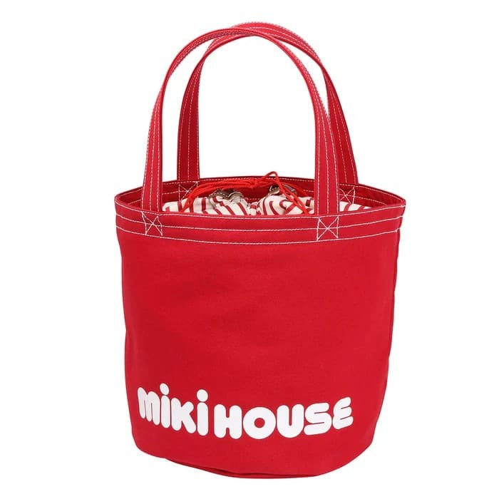 MIKI HOUSE Bucket-Shaped Logo Tote Bag RED