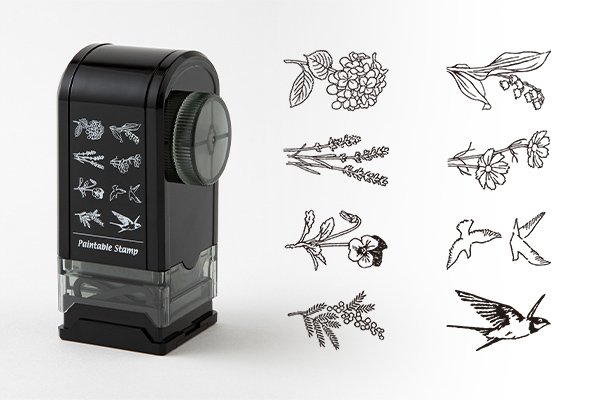 花與鳥 迴轉印章 連續印章 附印台｜日本MIDORI