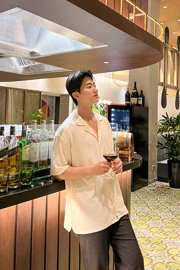 路易斯亞麻寬鬆短袖襯衫