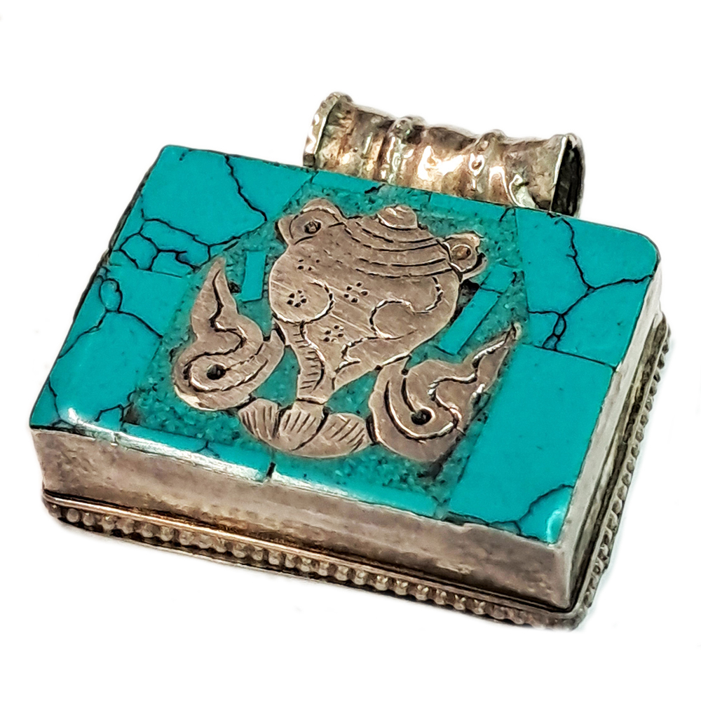 法螺鑲綠松石925純銀嘎屋【十方】150690