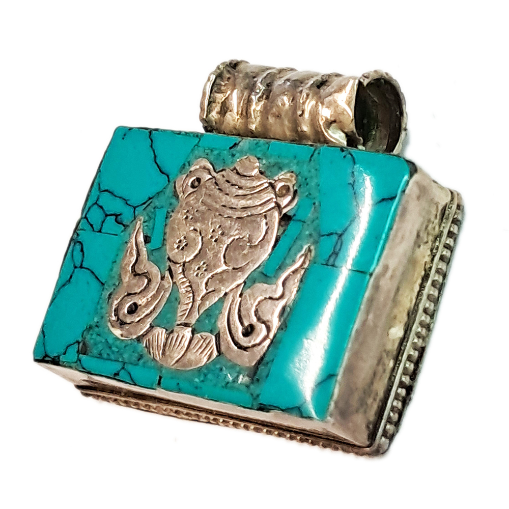 法螺鑲綠松石925純銀嘎屋【十方】150690