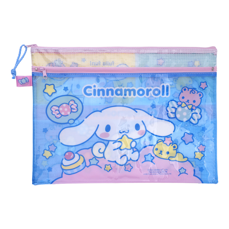 Cinnamoroll 玉桂狗 A4 PVC面網底雙拉鍊快勞袋-大 9-7123-17