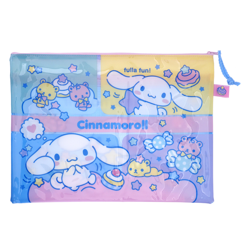 Cinnamoroll 玉桂狗 A4 PVC面網底雙拉鍊快勞袋-大 9-7123-17