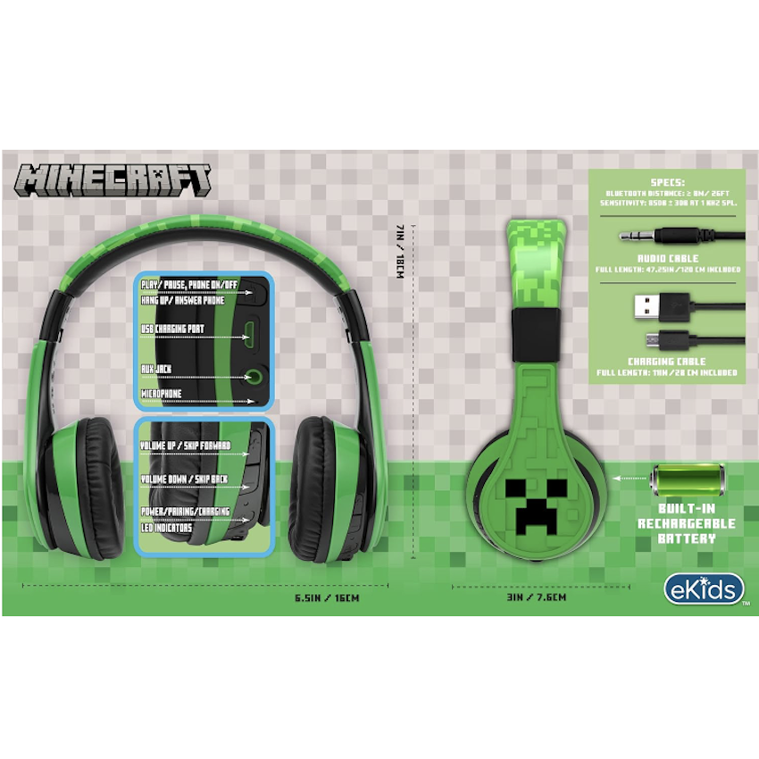 美國 Minecraft Headphone 藍牙耳機 (內置 Microphone)