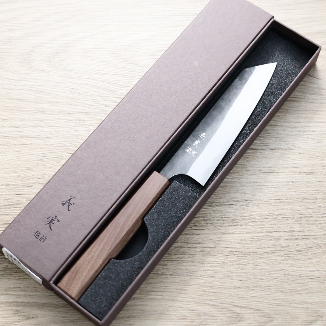 加藤義實 小文化刀 130mm 青紙超級鋼 黑打