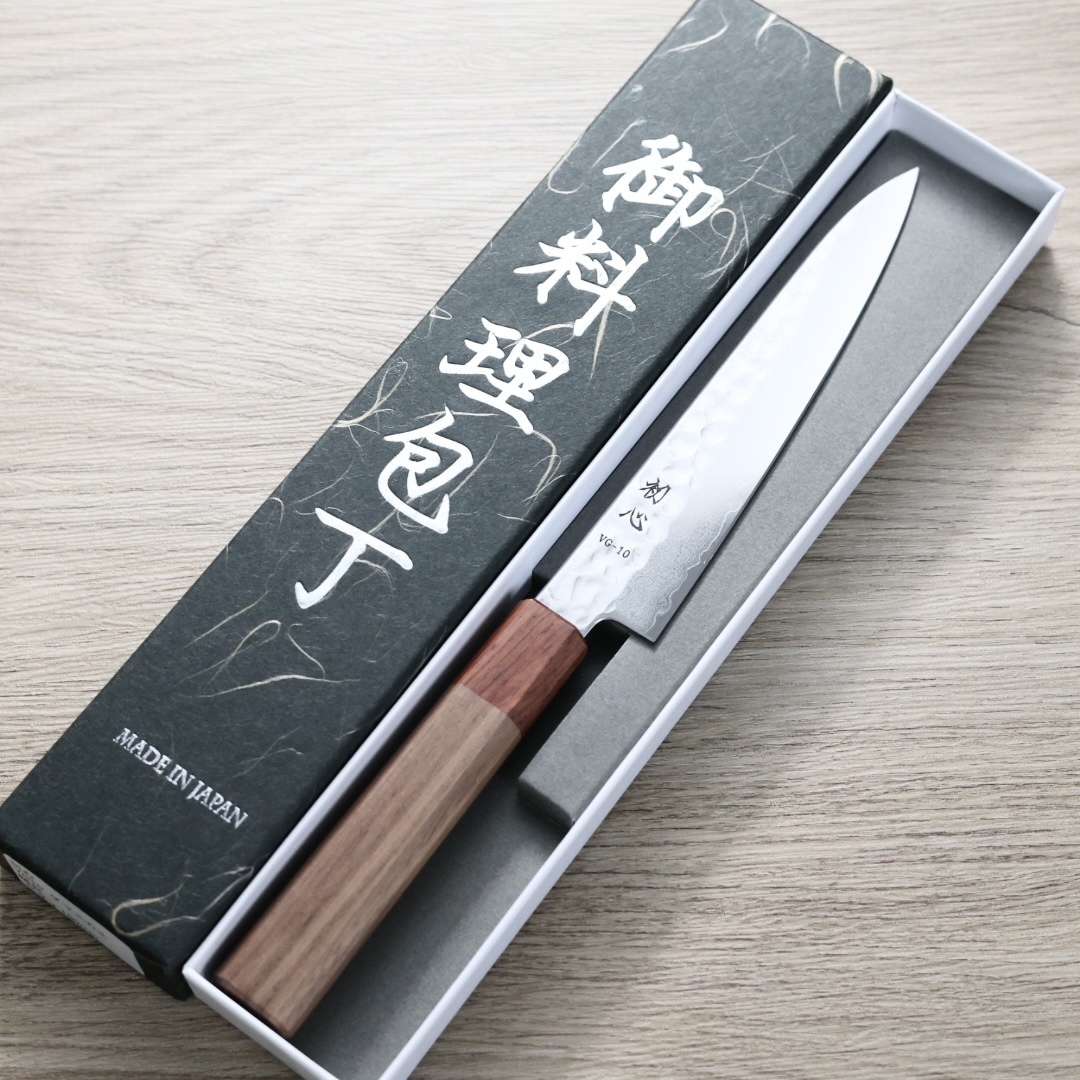 初心 蔬果刀150mm VG10鋼 大馬士革鎚目