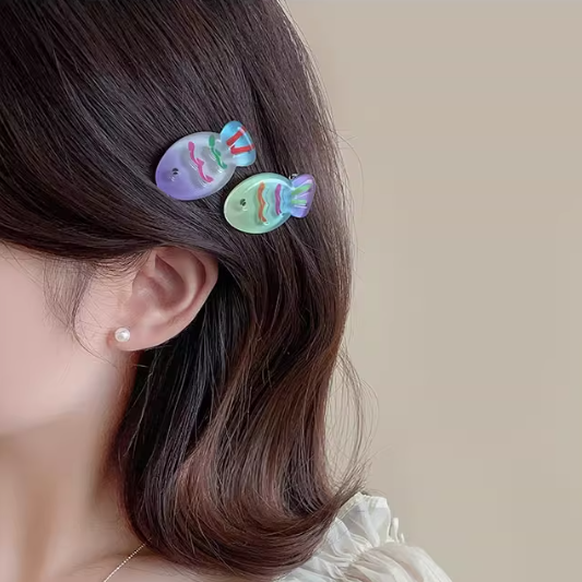 [5 FOR RM10] Colorful Transparent Gradient Fish Hair Clip