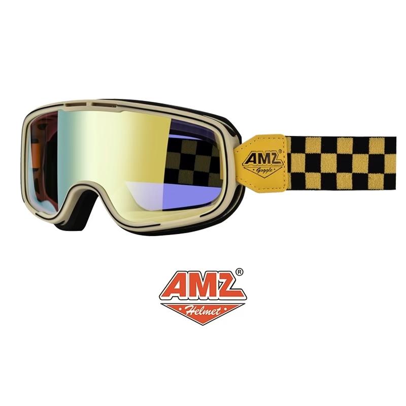 AMZ G012 YELLOW BLACK CHECKBOARD GOLD 黃黑棋盤格 電鍍金片 個性 風鏡