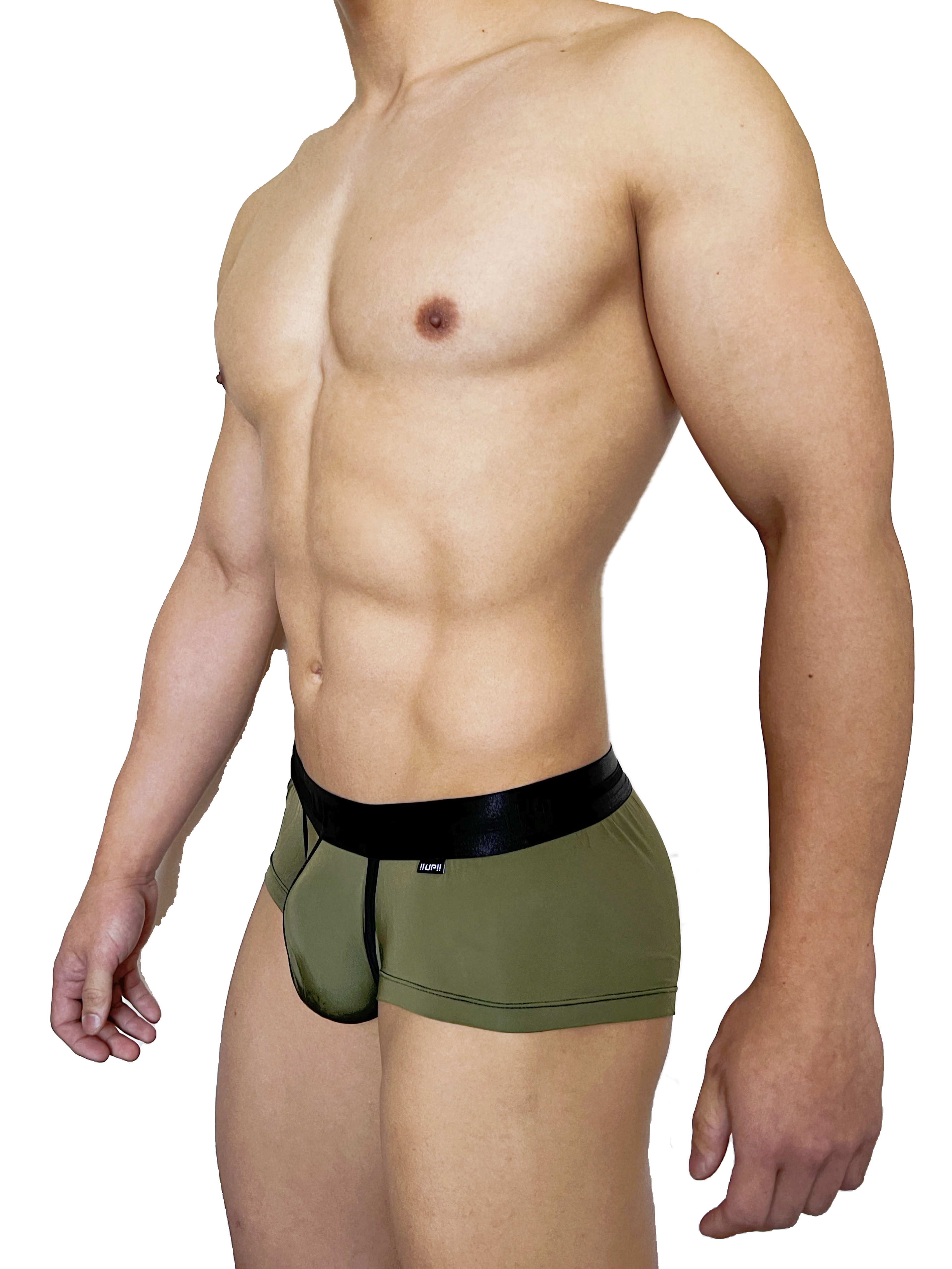 極細纖維系列 - 低腰四角內褲 軍綠