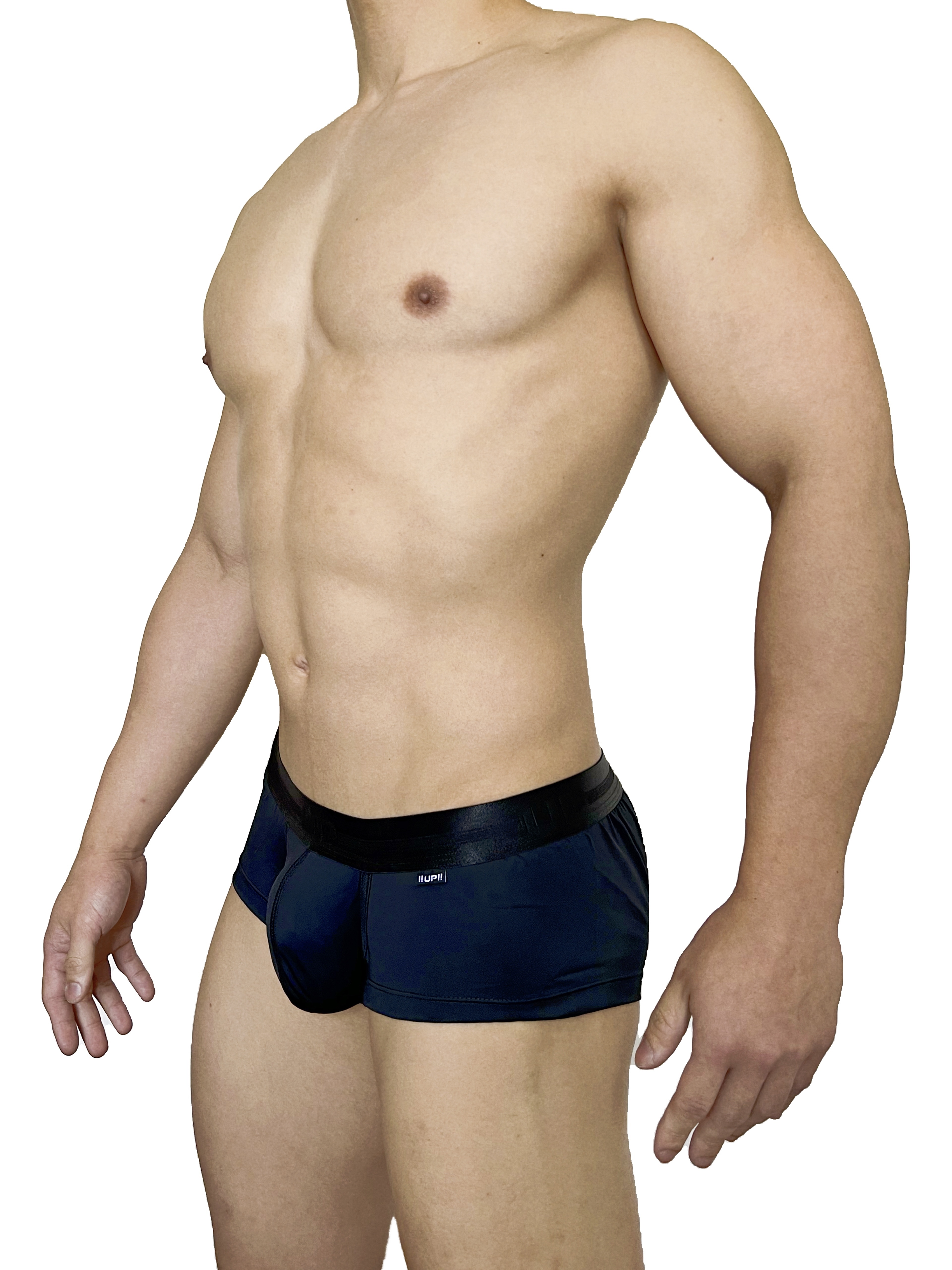 極細纖維系列 - 低腰四角內褲 亮黑