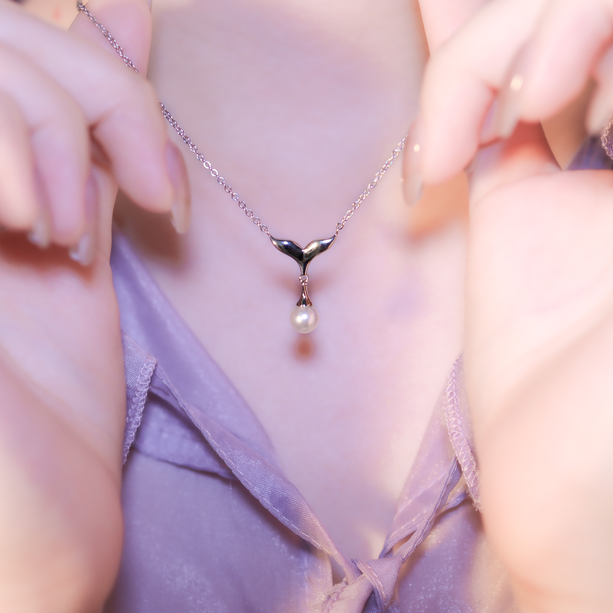 | 925 Silver・White Gold・Pearl Learning To Be Brave Necklace | NE1187 |