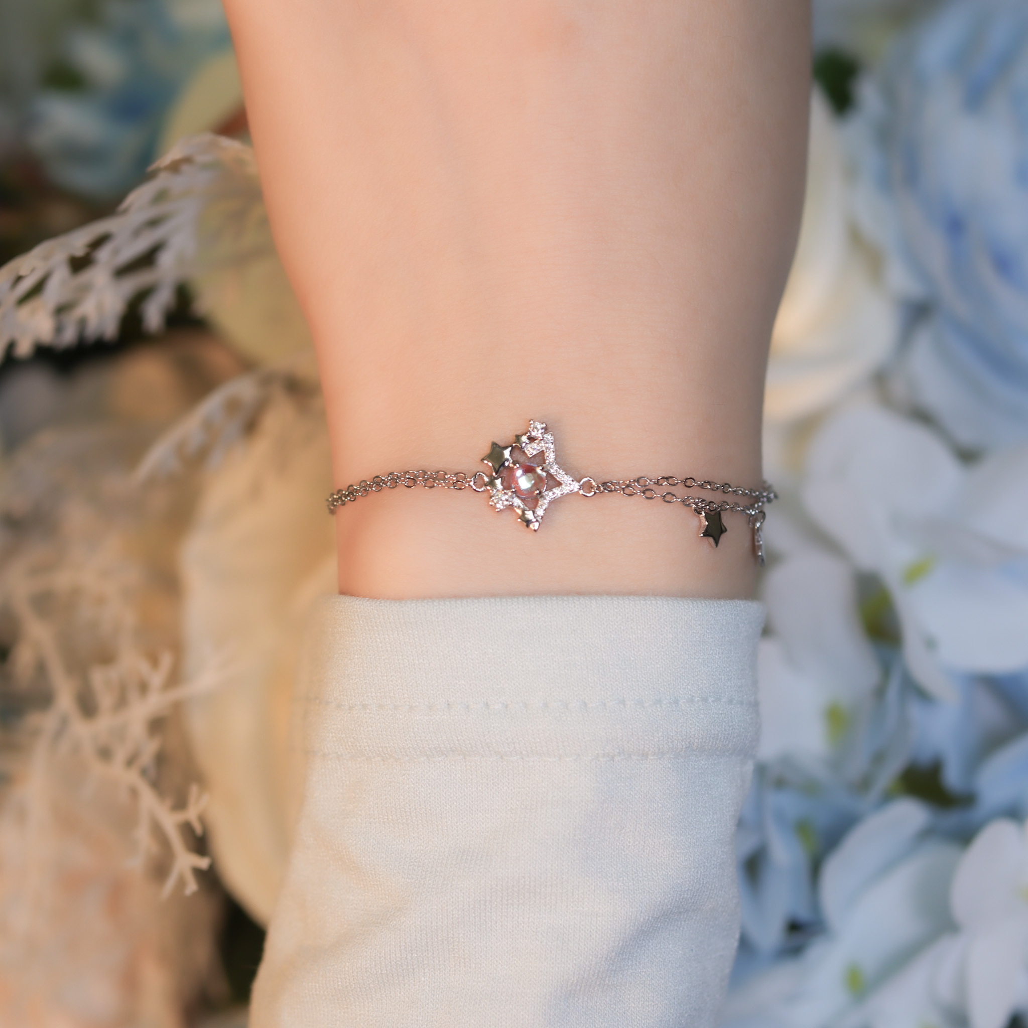 | 925純銀・白金・ 琉璃 | 星空之下雙層手鏈 | BR1131 |