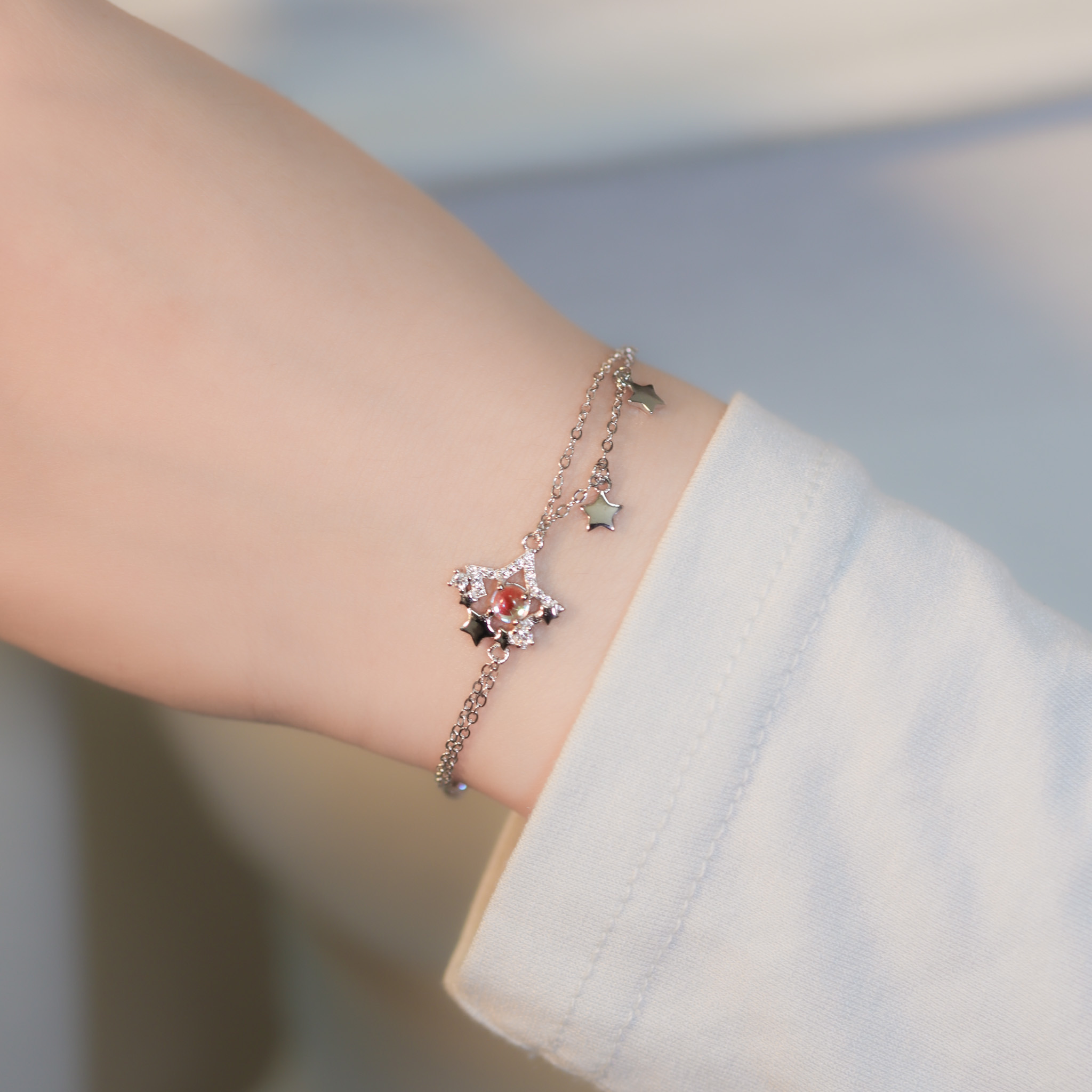 | 925純銀・白金・ 琉璃 | 星空之下雙層手鏈 | BR1131 |