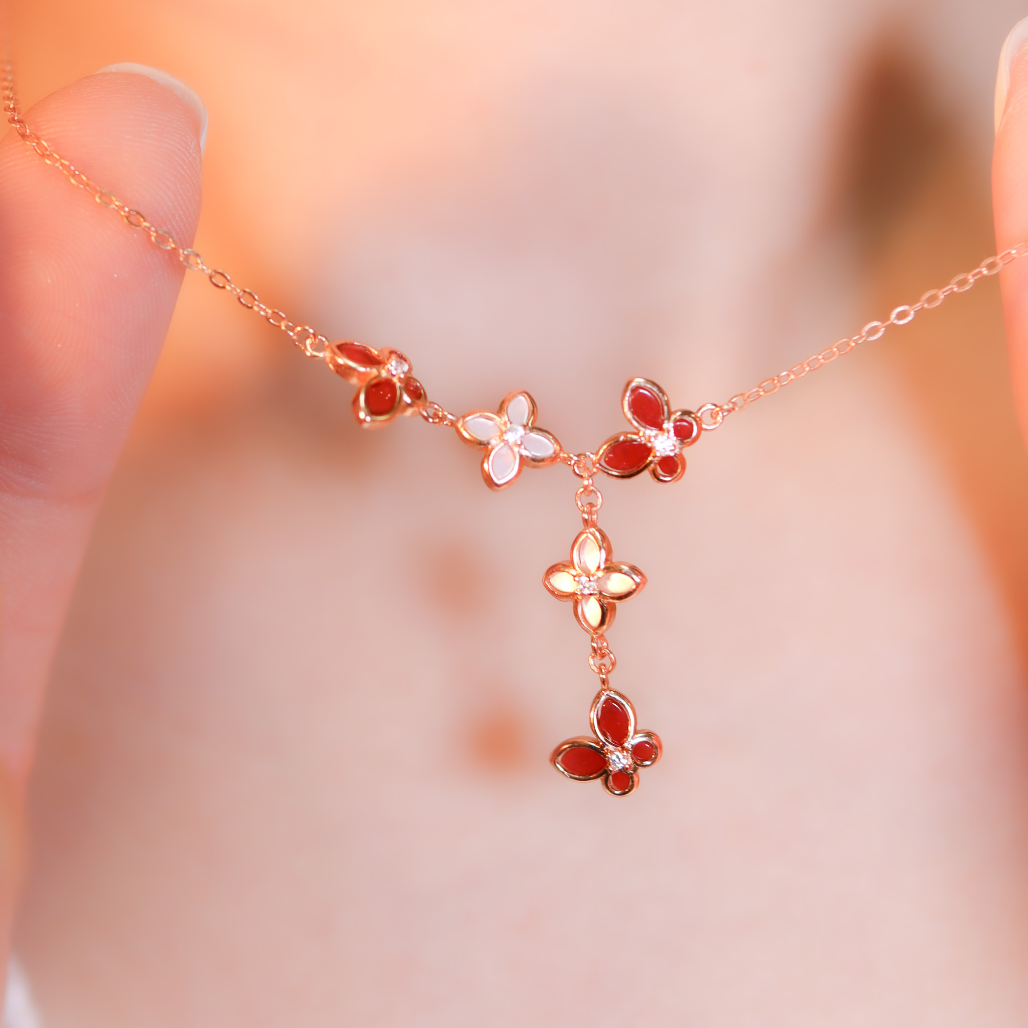 | 925純銀・玫瑰金 | 楓蝶翩翩項鍊 | NE1188 |