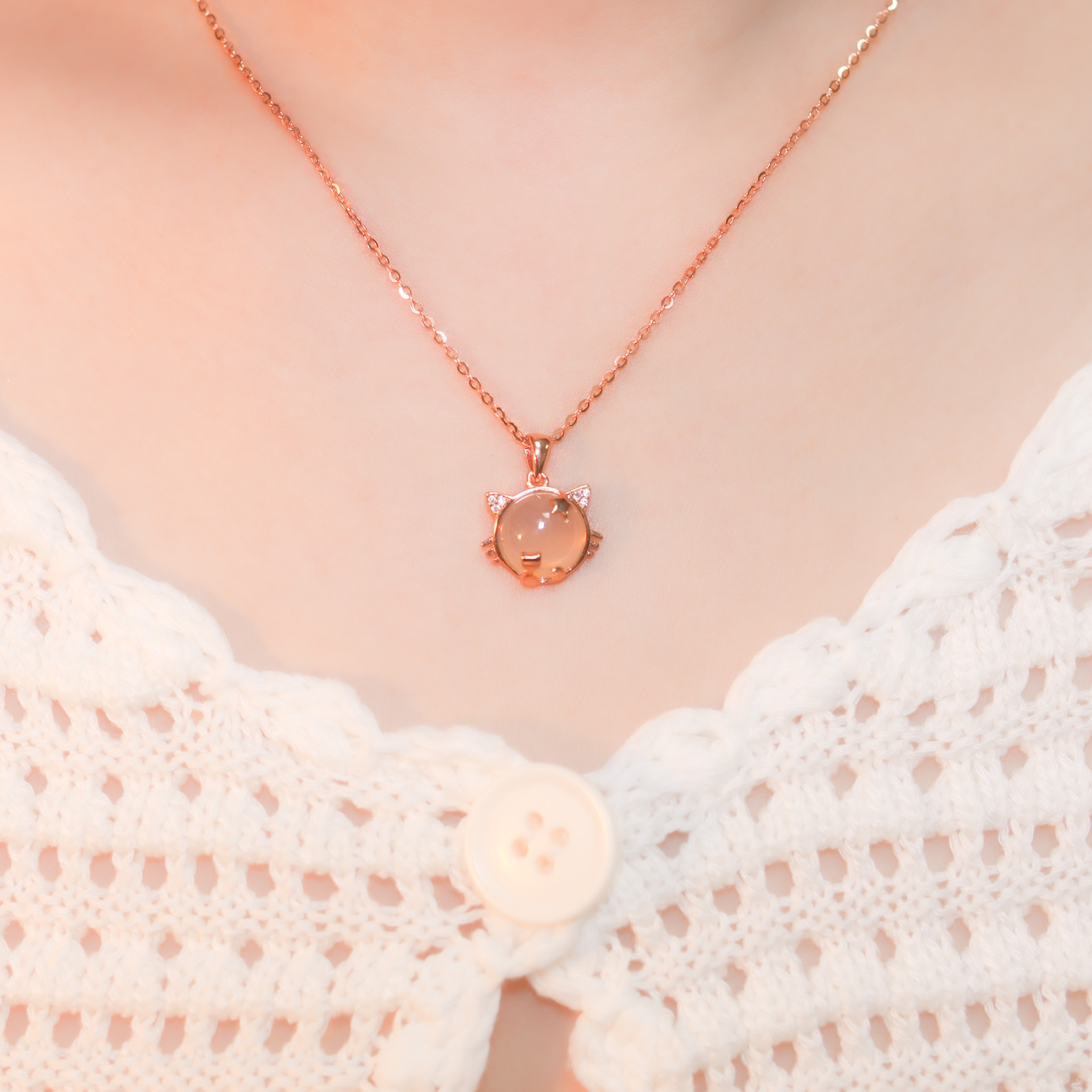 | 925純銀・白金・ 玫瑰金 | 晚安貓咪項鍊 (銀/玫瑰金) | NE1181 |