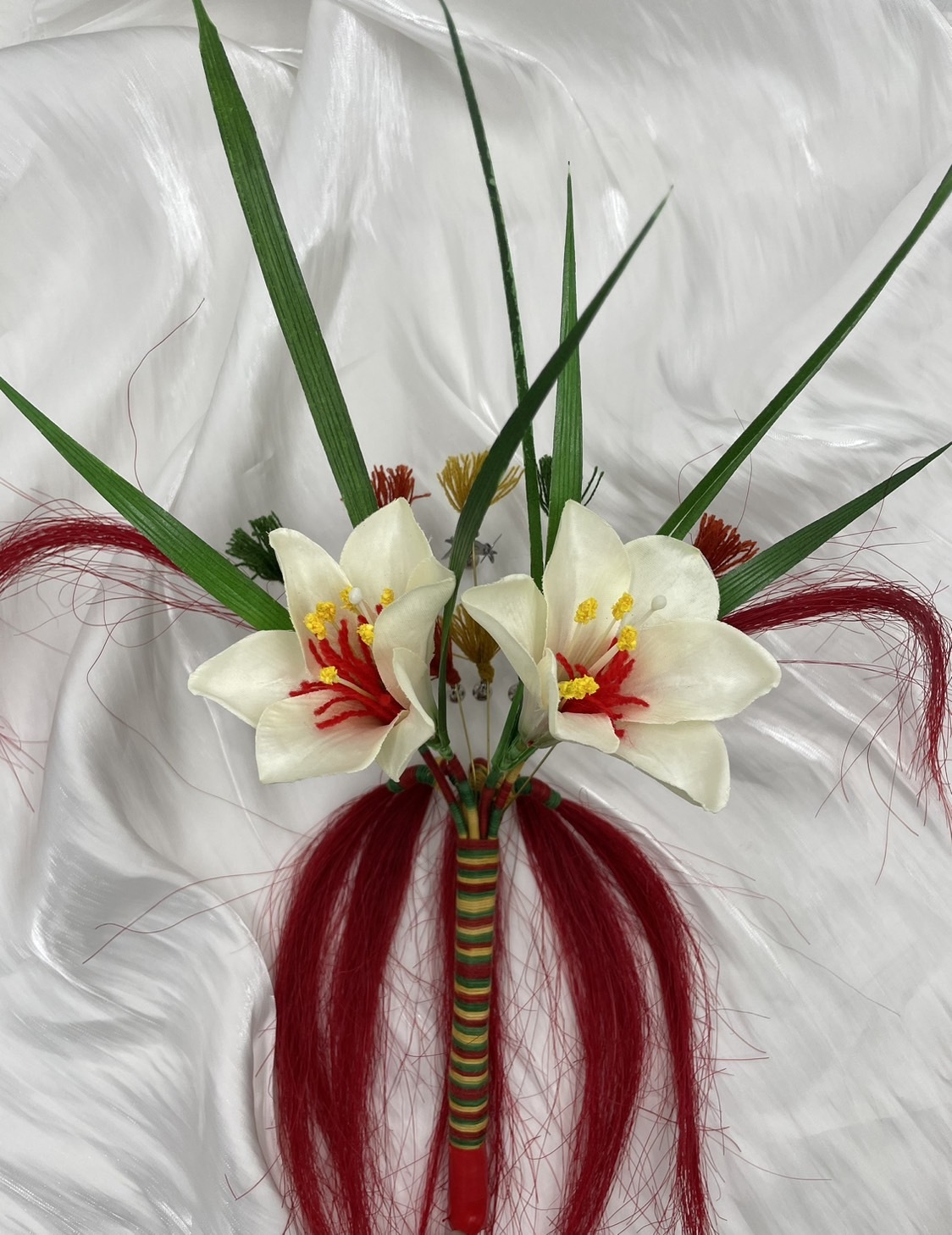 W-No.10百合毛線鈴鐺紅毛頭叉28cm