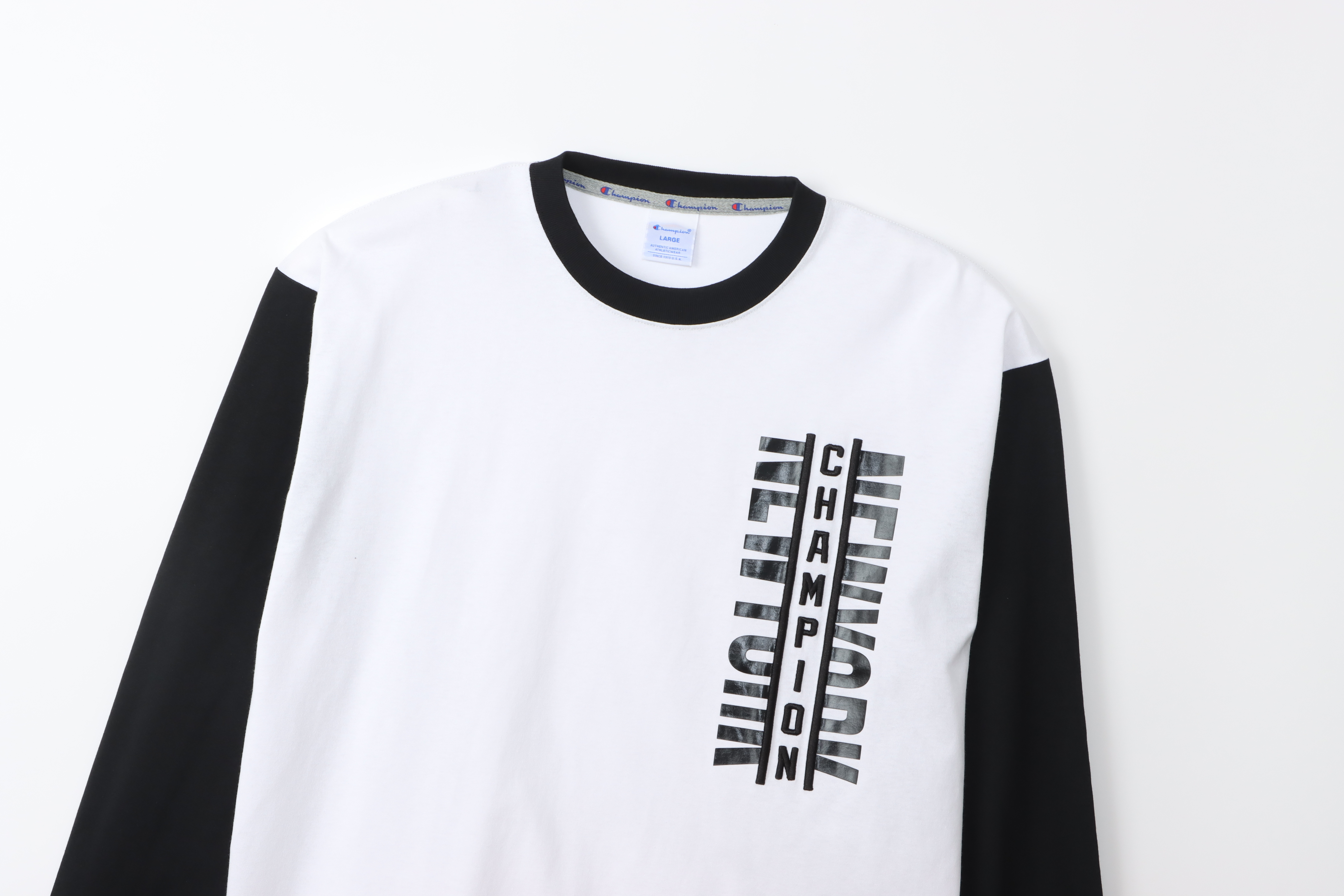 ACTION STYLE系列 男款 拼接棒球袖 寬版長袖上衣(白)