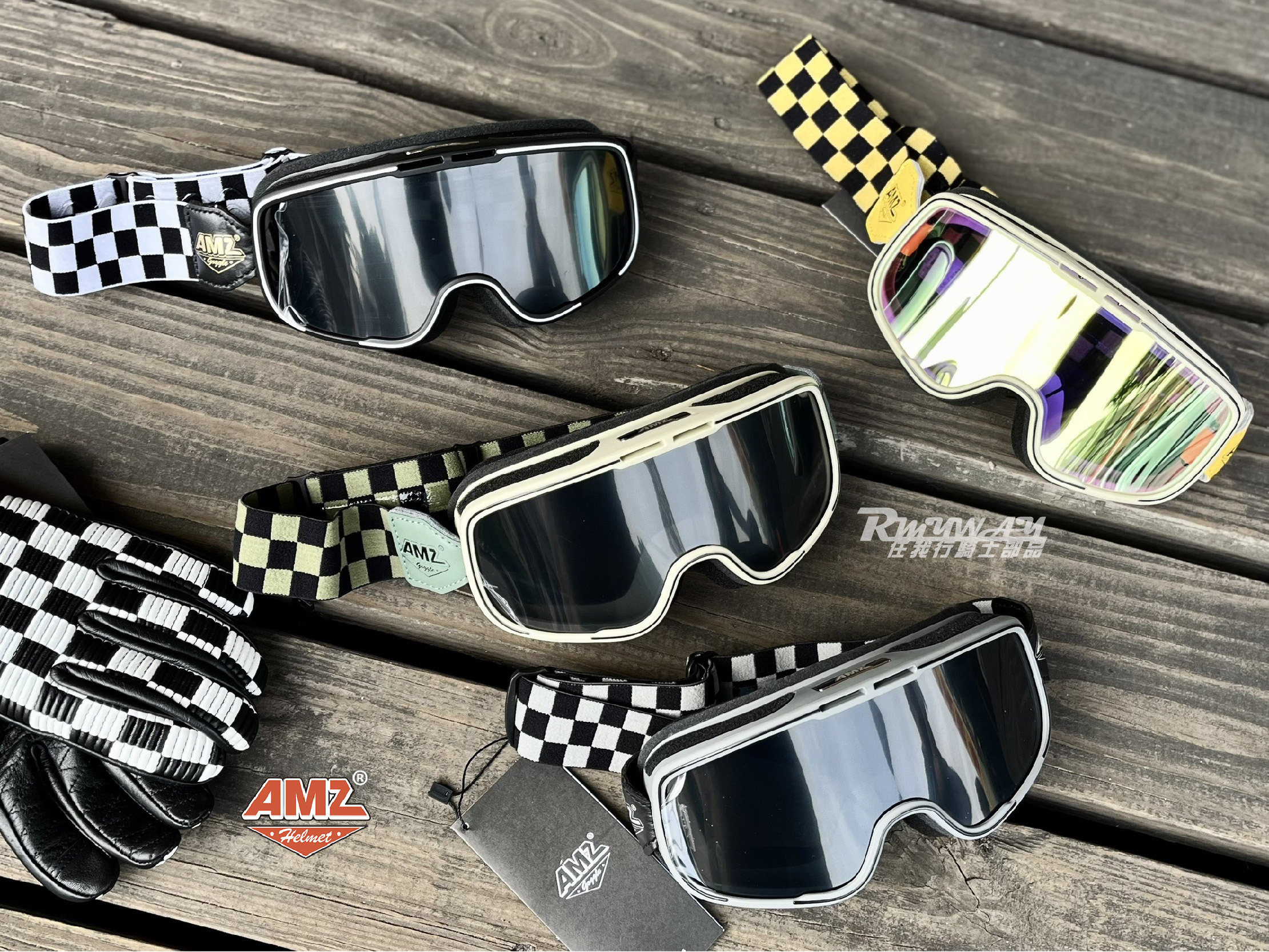 AMZ G012 GREEN BLACK CHECKERBOARD SMOKE 綠黑棋盤格 白框 墨片 個性 風鏡