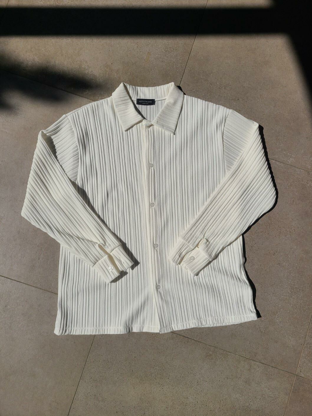 淨色暗直紋長袖恤衫 Not-013S