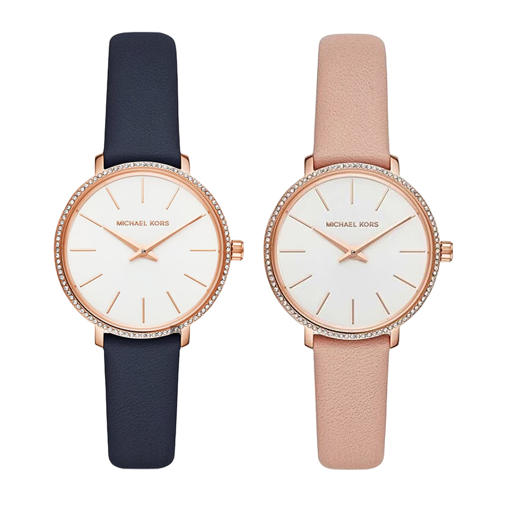 【Michael Kors】MK2803/MK2804 晶鑽時標 質感 皮革 簡約 時尚 女款 腕錶