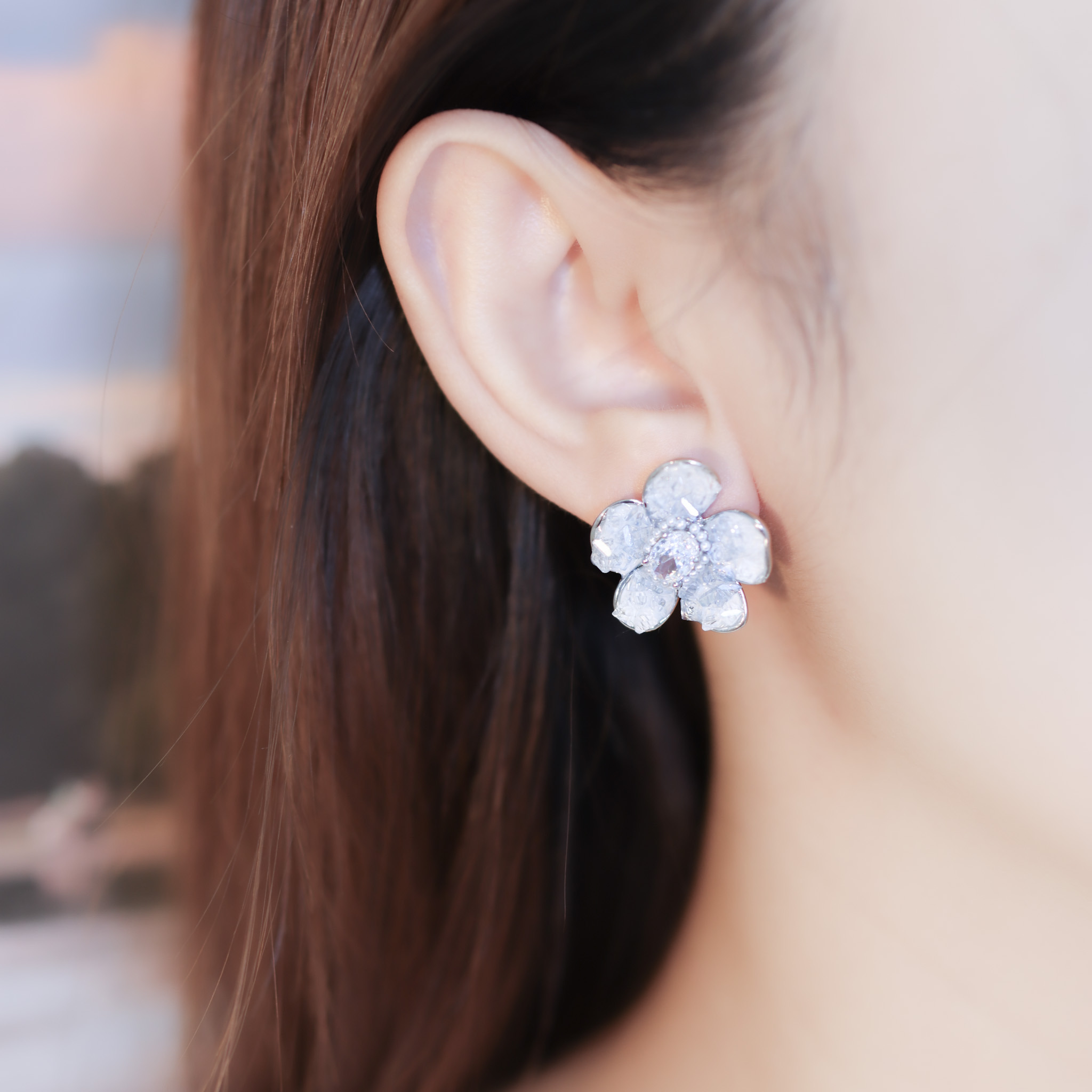 | Copper・White Gold | Blue Flowers Earrings | EA0806 |