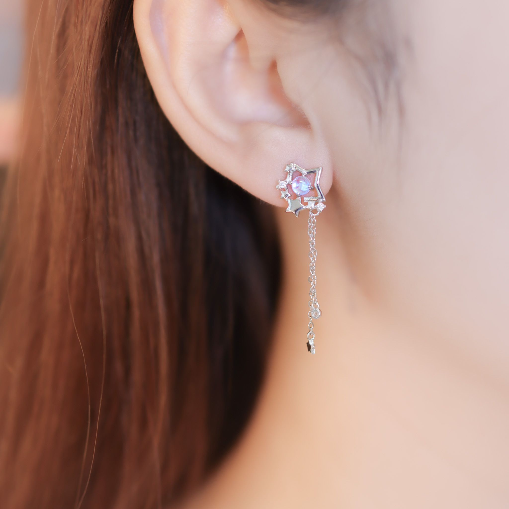 | 925 Silver・White Gold・Glass Stone | Under The Starry Sky Earrings | EA0809 |