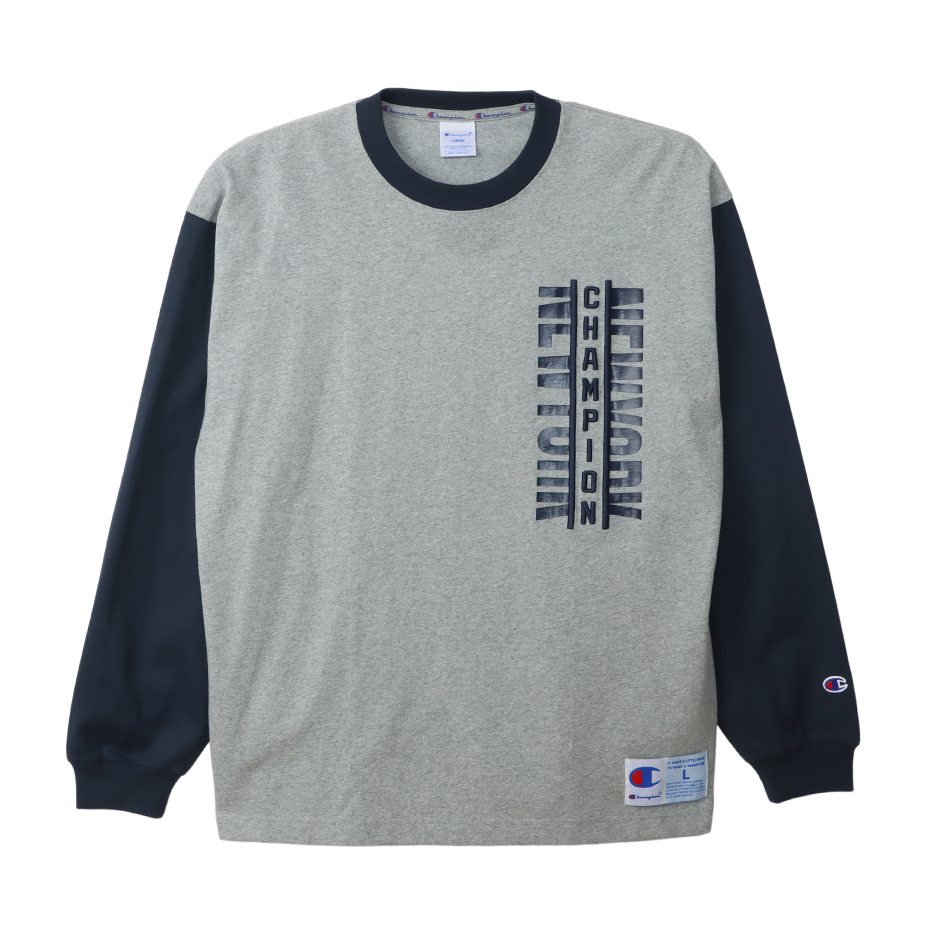 男款- ACTION STYLE系列 男款 拼接棒球袖 寬版長袖上衣-灰色（C3-A422-070）