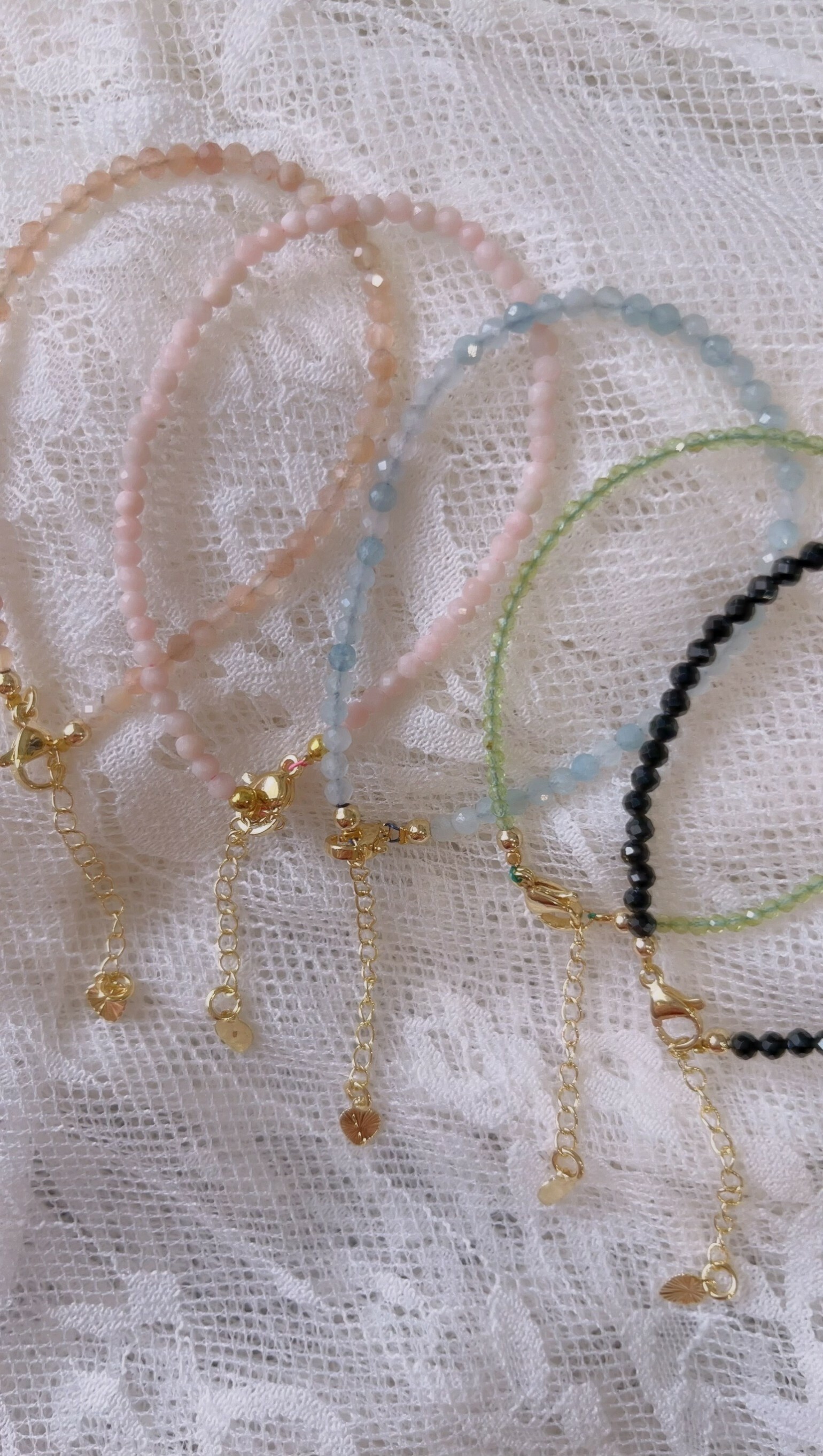 𝑵𝒂𝒕𝒖𝒓𝒆 𝑺𝒕𝒐𝒏𝒆 𝑩𝒓𝒂𝒄𝒆𝒍𝒆𝒕  手作粉歐珀/橙太陽/海藍寶/橄欖石/黑碧璽手鍊