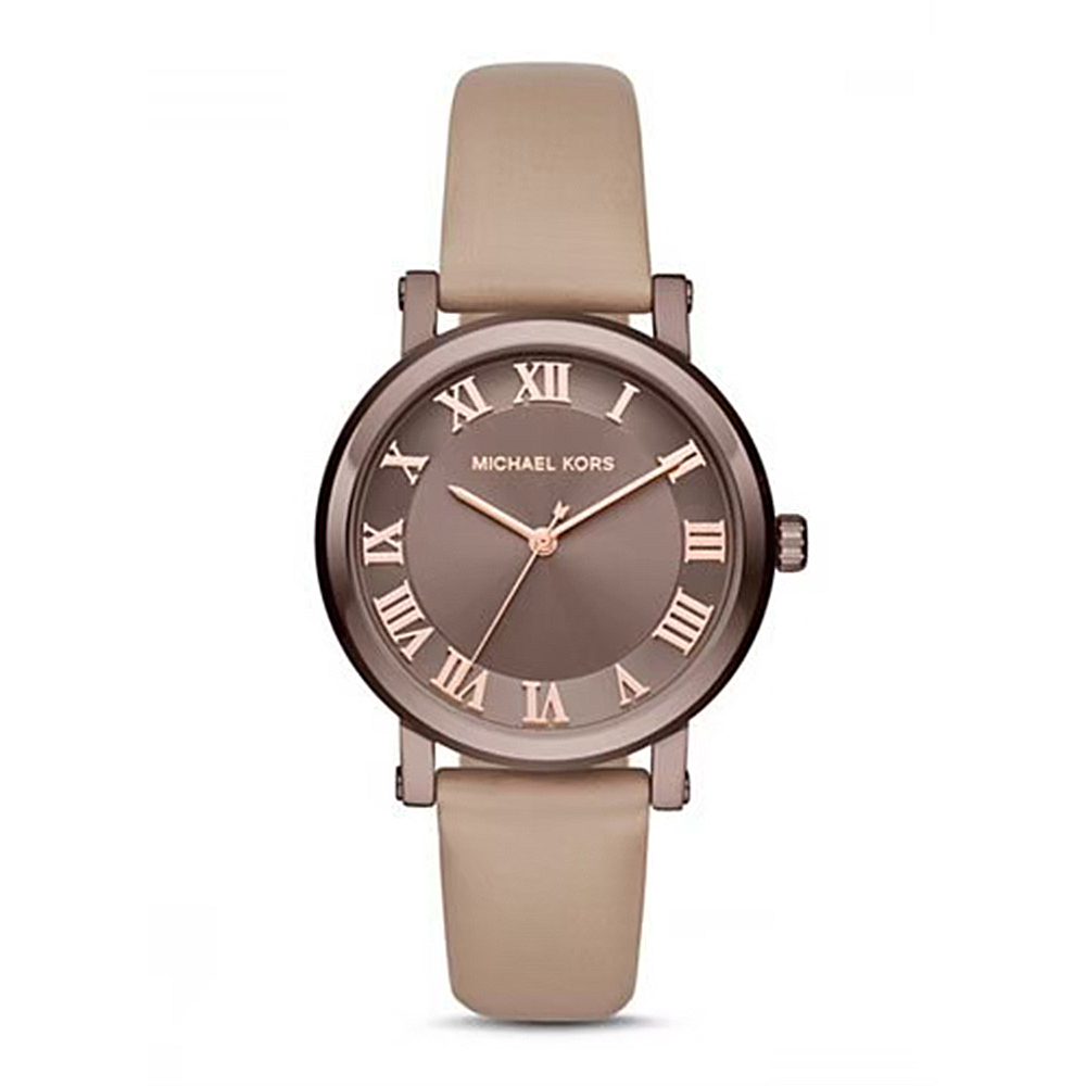 【Michael Kors】MK2621 古銅色 羅馬時標 質感 皮革 女款 石英錶