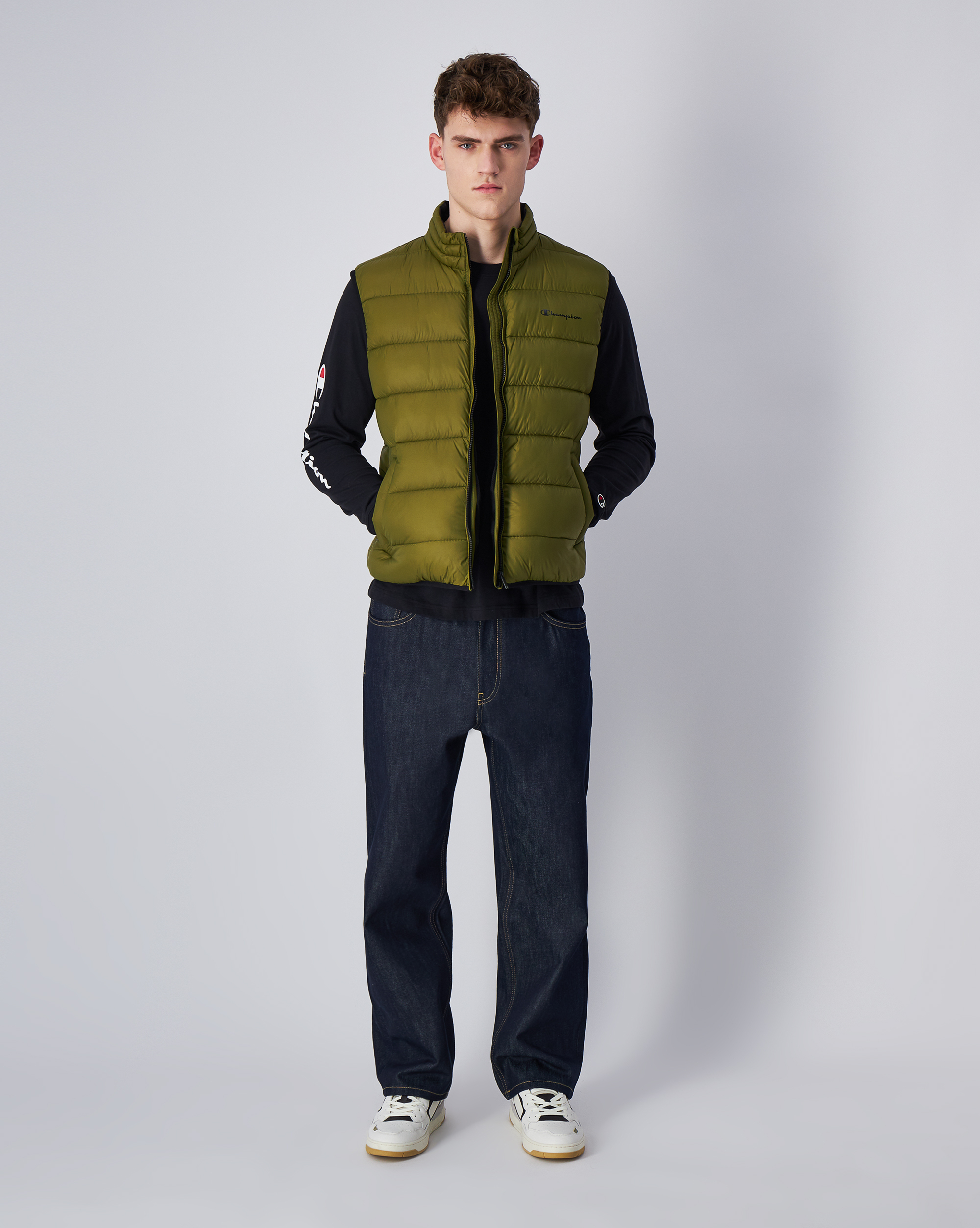 男款 經典印花 素色長袖上衣(黑)