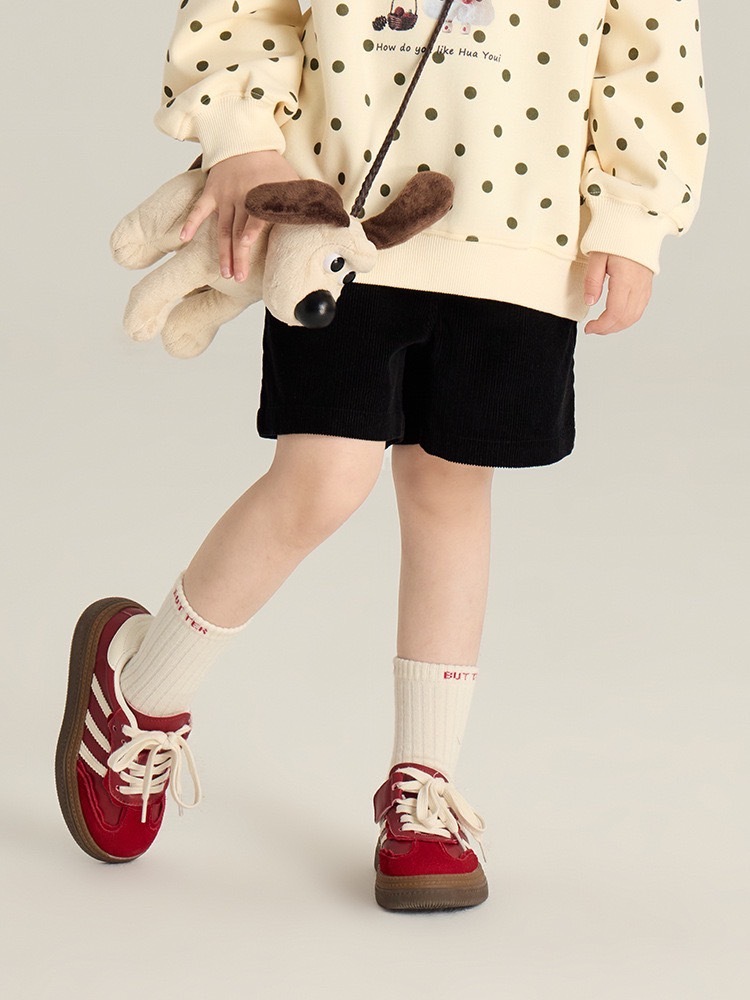 男女寶都可以鈕扣燈芯絨中褲