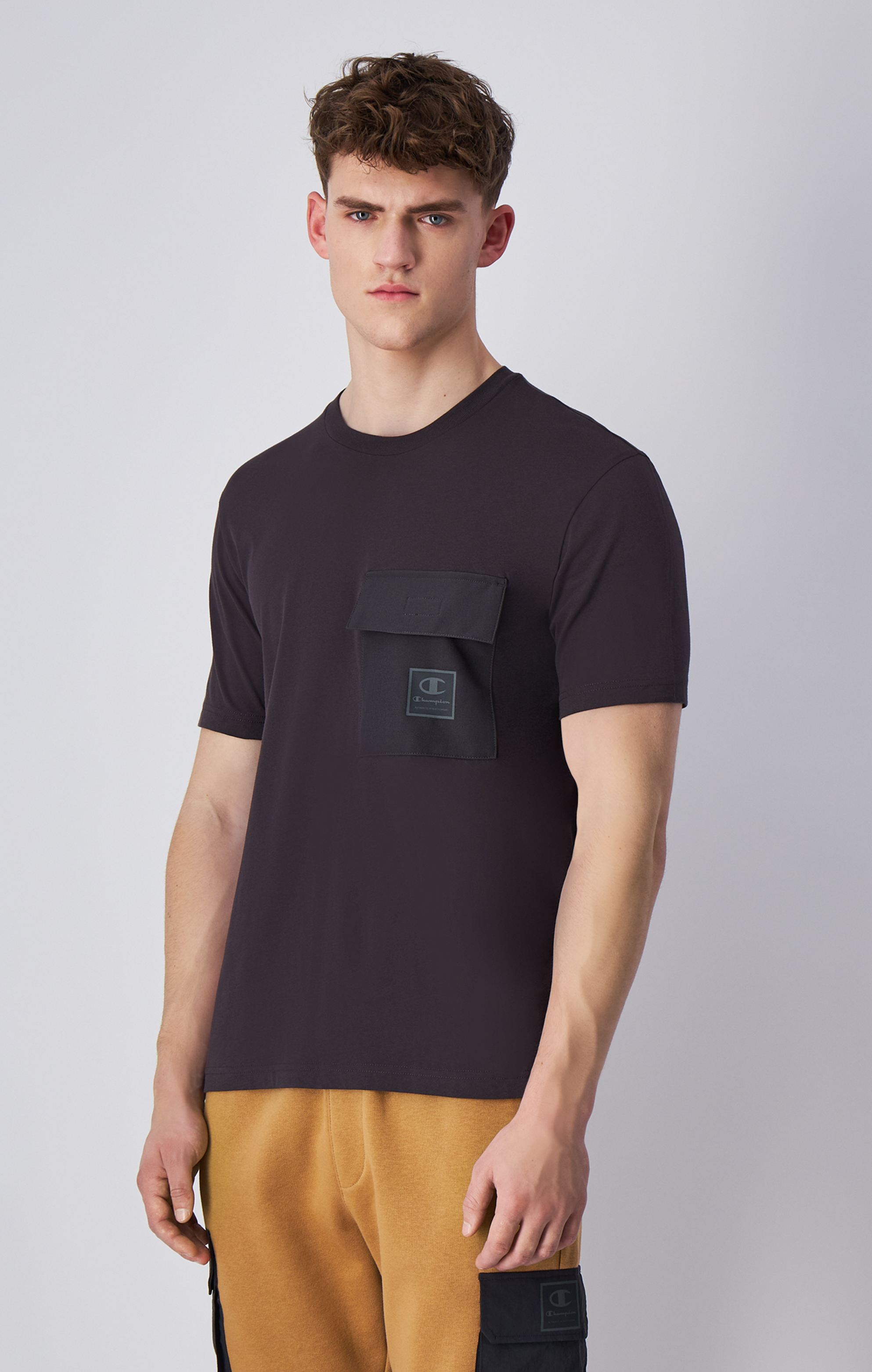 男款 -LEGACY軍裝風格 尼龍口袋短TEE-黑色（220407-ES503）