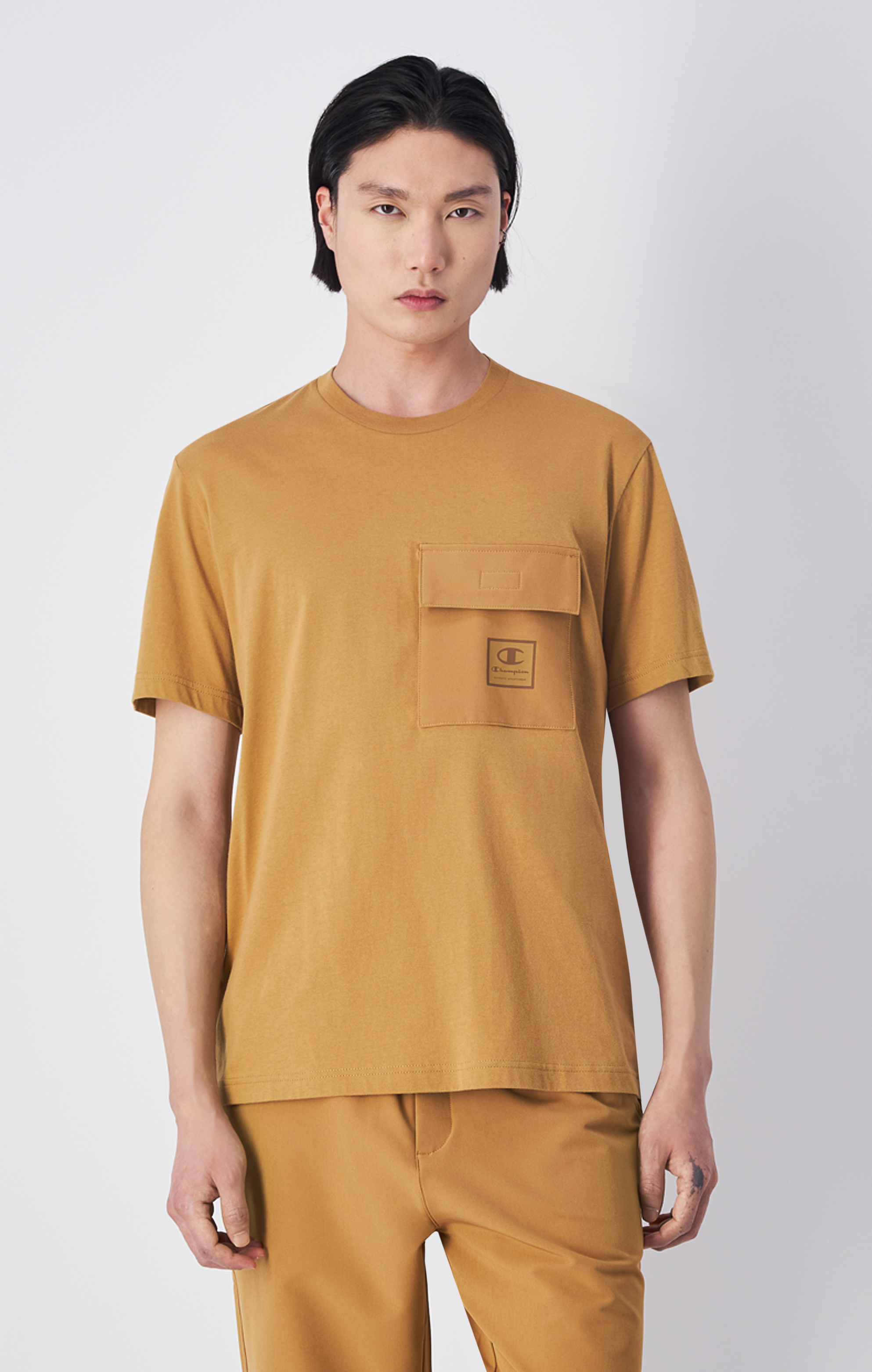 男款 -LEGACY軍裝風格 尼龍口袋短TEE-米色（220407-MS034）