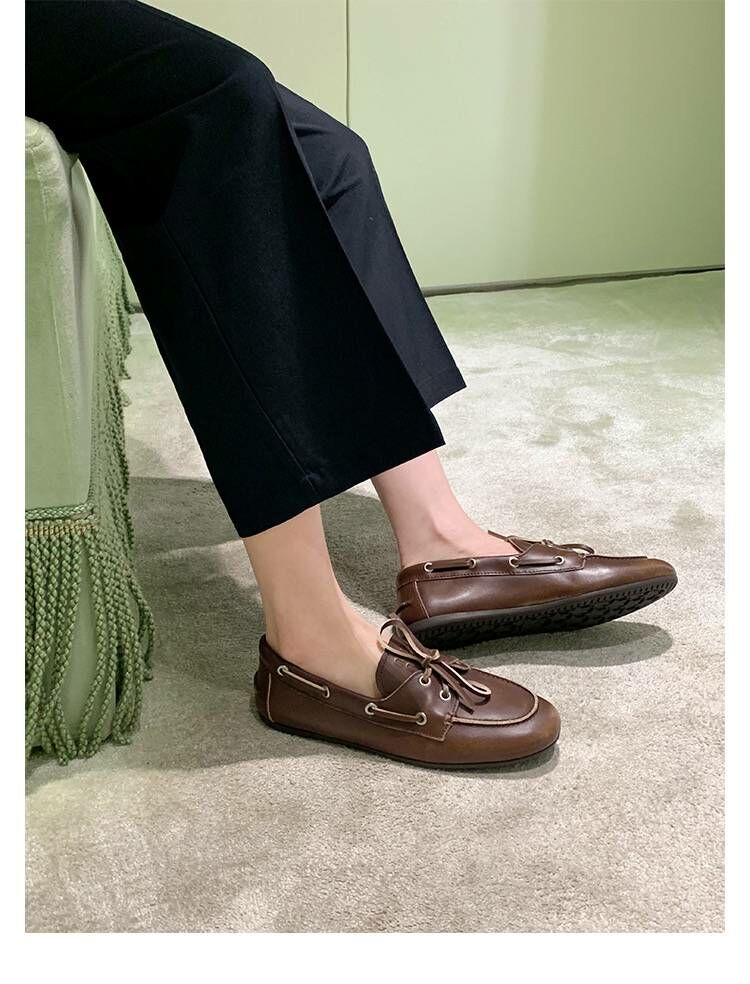 髒髒真皮豆豆鞋