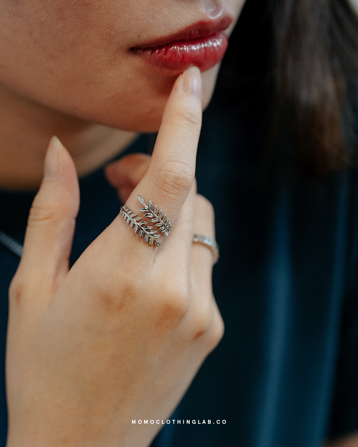 #現貨 (ACCR543) 鋼戒 桂冠葉開口戒