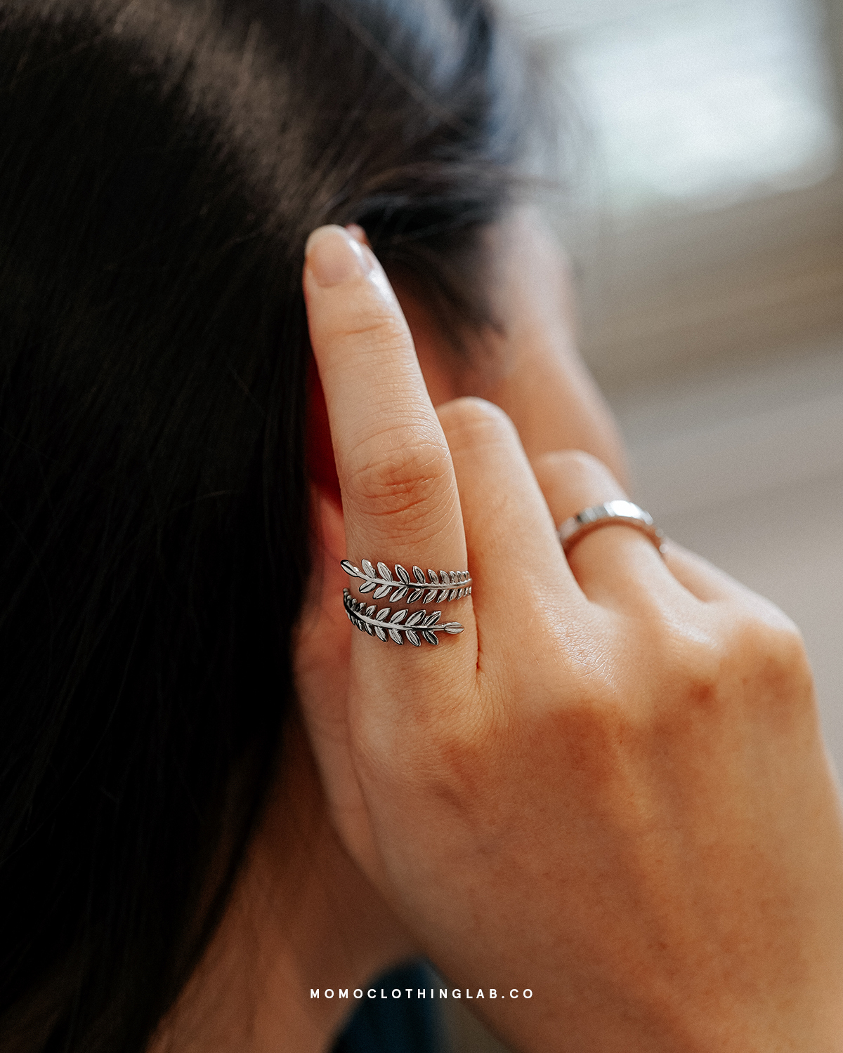 #現貨 (ACCR543) 鋼戒 桂冠葉開口戒