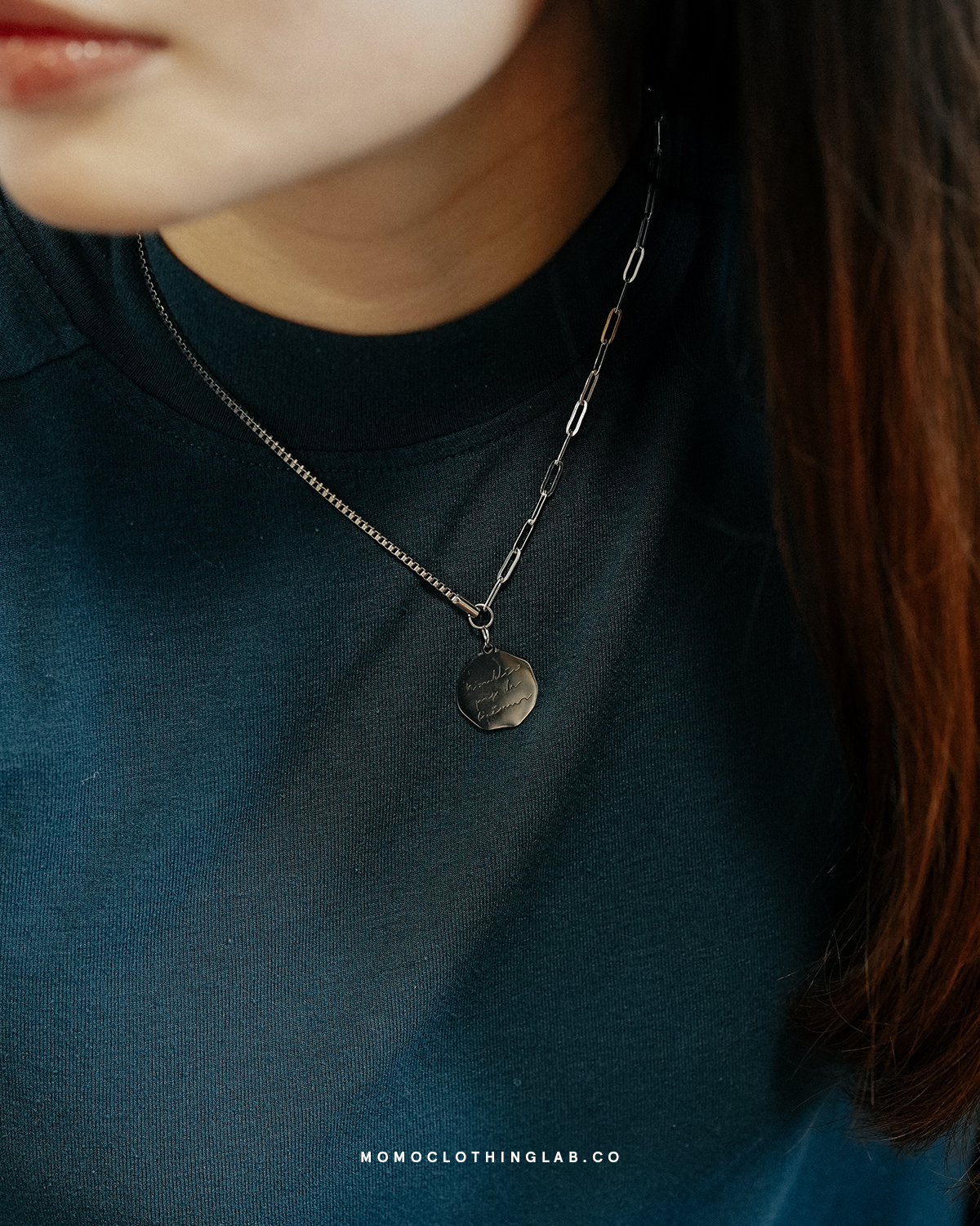 #現貨 (ACCN115) 正韓鋼項鍊 不規則刻字圓牌