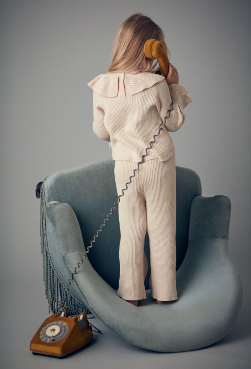 預購𓂃LOUISEMISHA│Salia Pants羅紋鬆緊針織喇叭褲．Cream