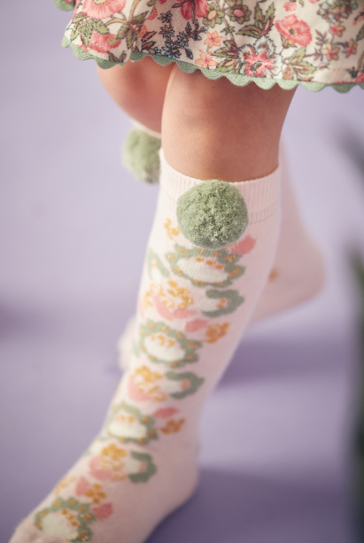 預購𓂃LOUISEMISHA│Chelie Socks絨球及膝襪．Blush
