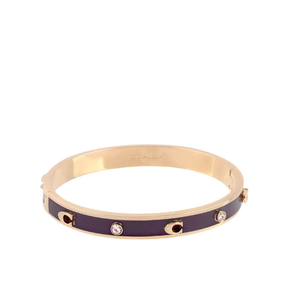 【COACH】C Logo 及玻璃水鑽不可調琺瑯手環