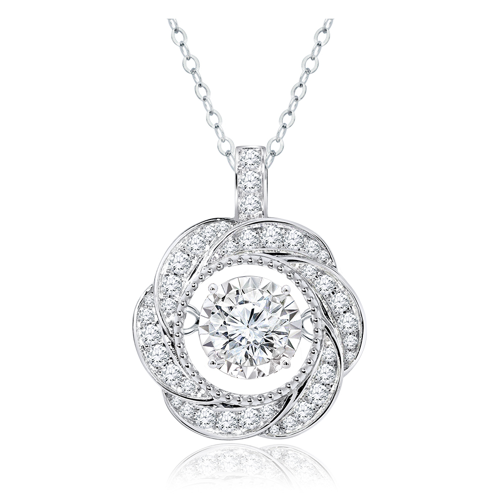 一克拉18K金花語靈動鑽石項墜