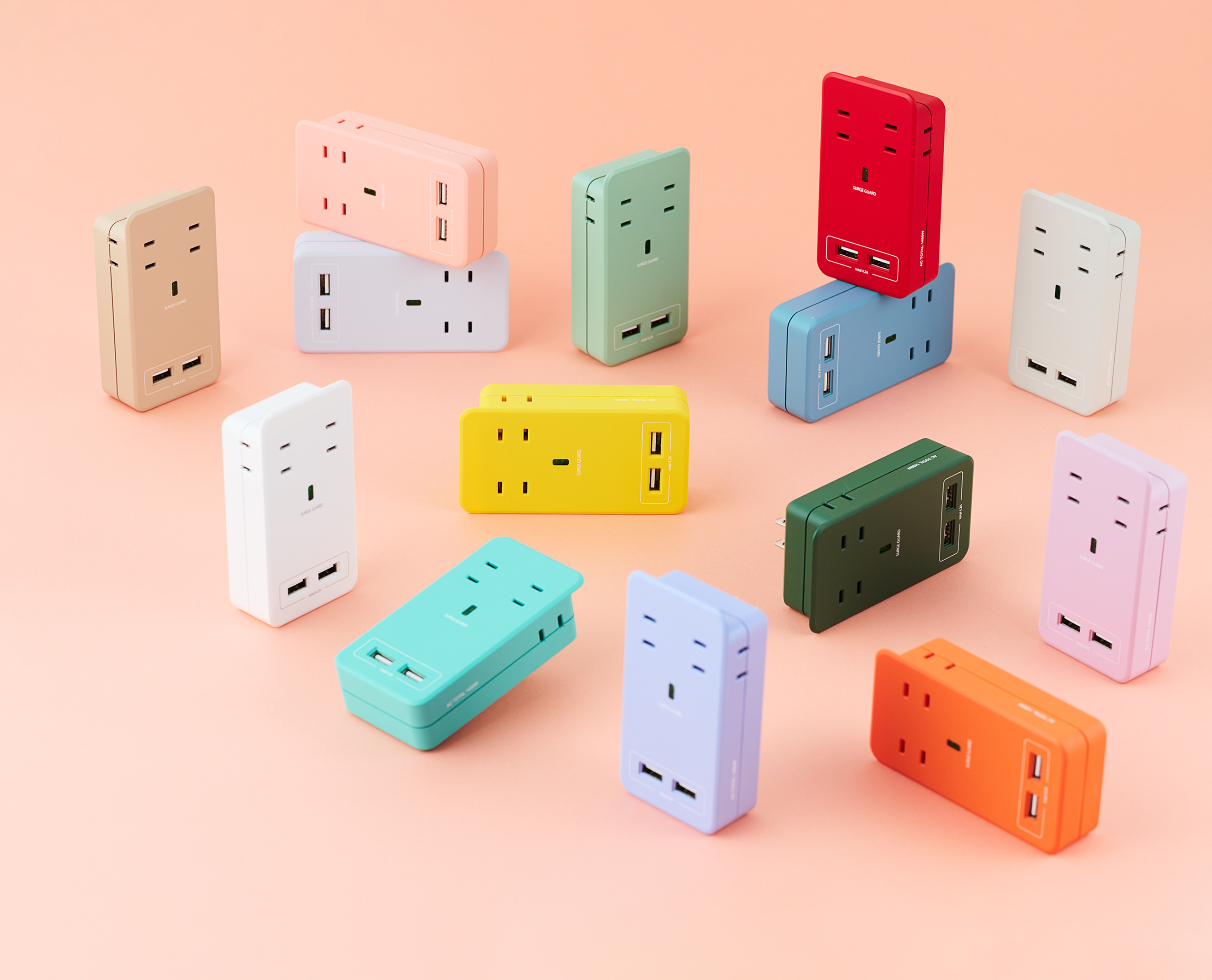 FARGO 防雷擊節能壁插充電器 延長線 iphone 雙USB充電 壁插 多孔插座