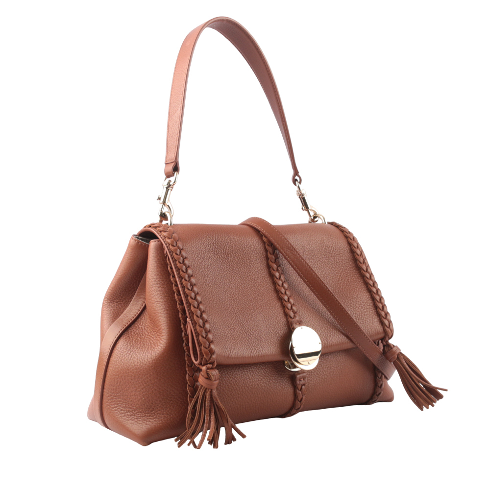 【Chloé】Penelope 粒紋牛皮翻蓋肩背/斜背包