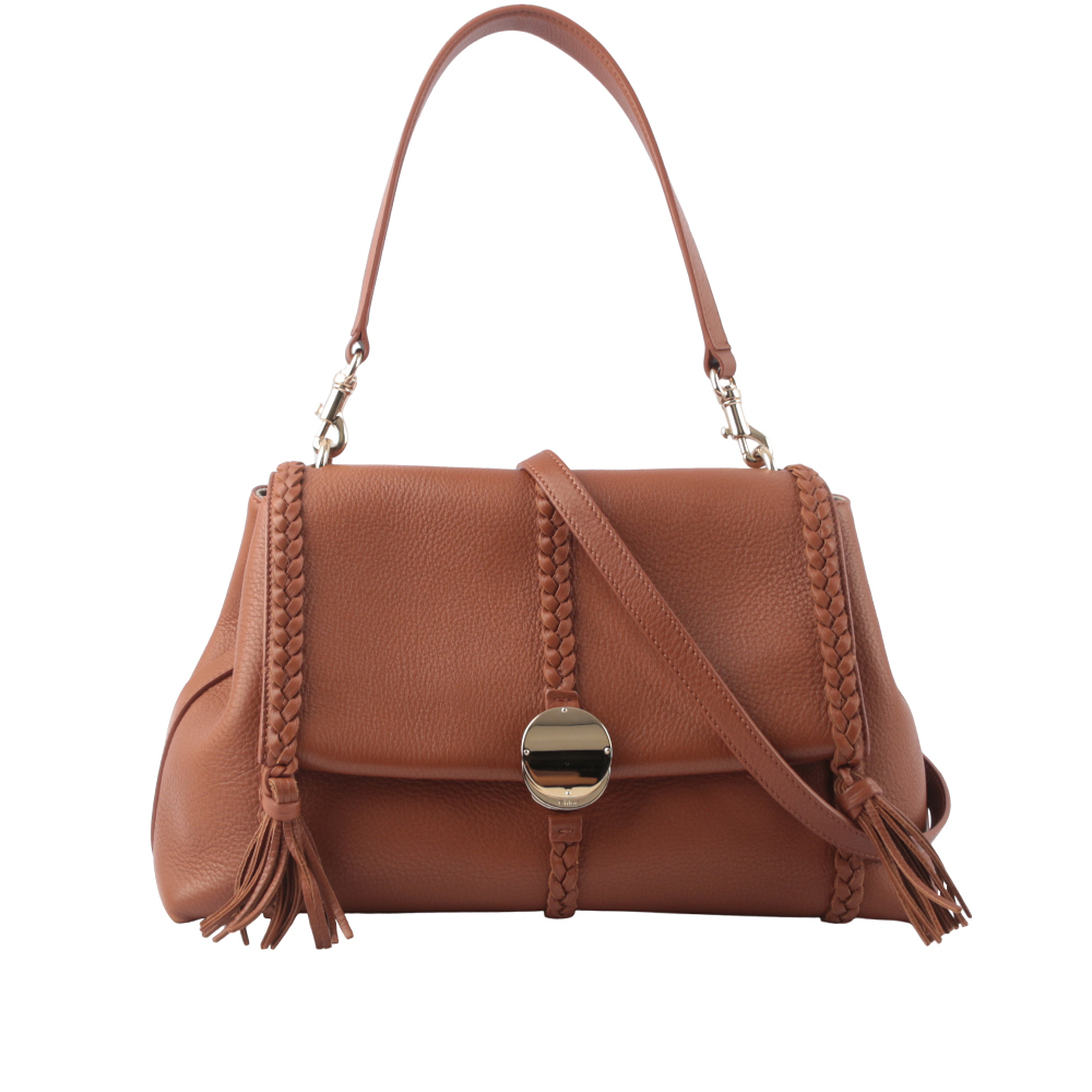 【Chloé】Penelope 粒紋牛皮翻蓋肩背/斜背包