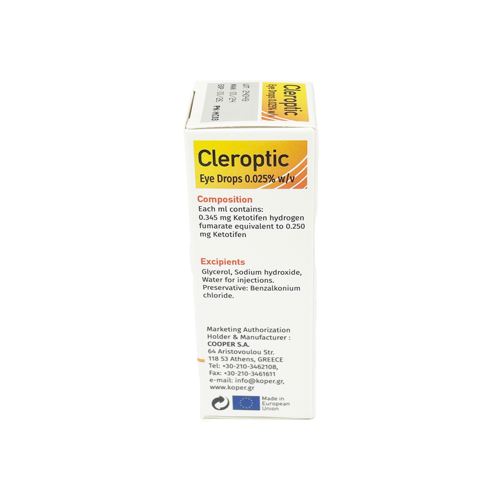Ketotifen 0.025% w/v (Cleroptic) Eye Drop (5ml/Bot)