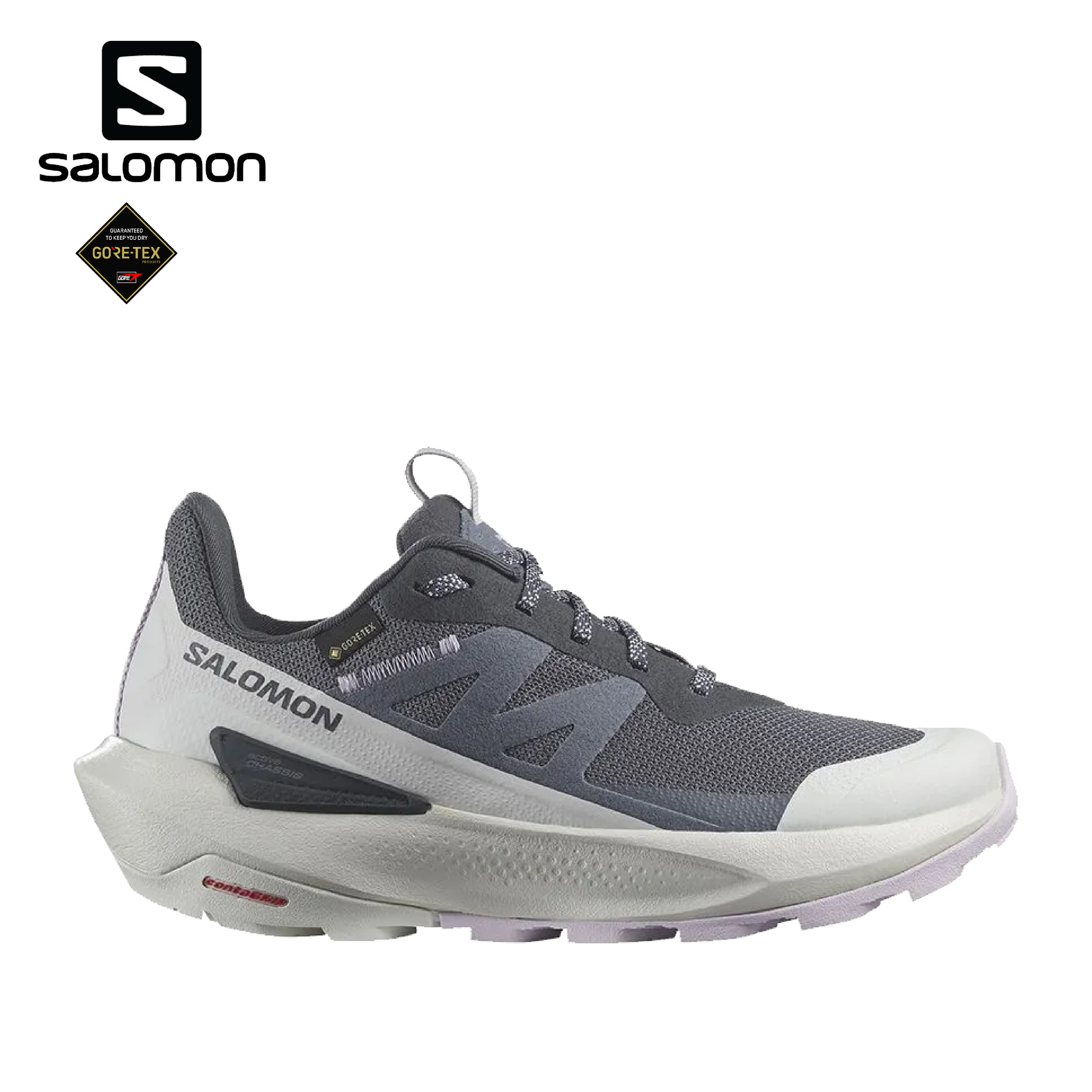 Salomon 法國 ELIXIR ACTIV Goretex 低筒登山鞋 女款 墨黑/冰河灰/紫色 33SL475265