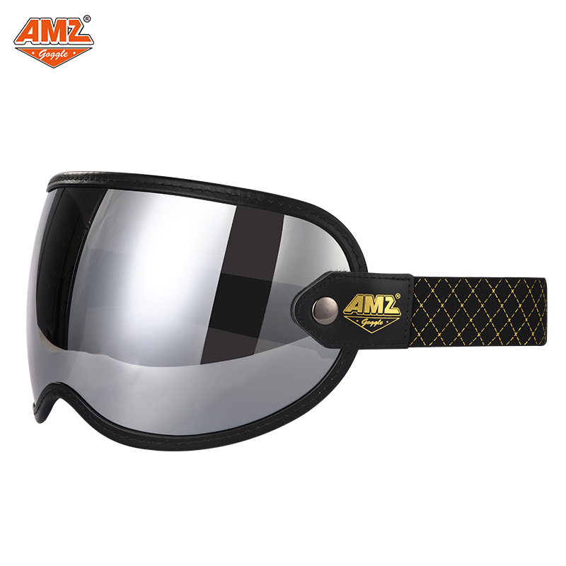 AMZ S928 SILVER 綁帶鏡片 黑金斜紋 電鍍銀片 個性 風鏡 外鏡片