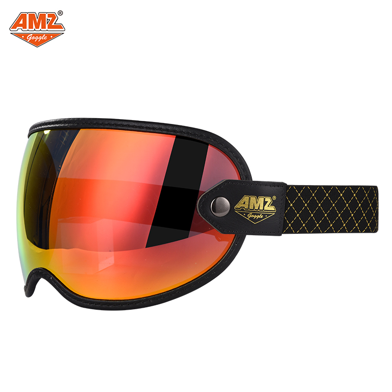 AMZ S928 REVO RED 綁帶鏡片 黑金斜紋 電鍍紅片 個性 風鏡 外鏡片